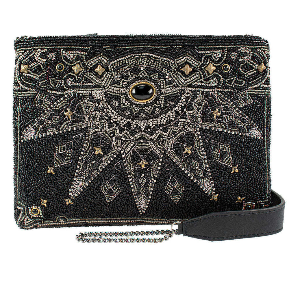 Mary Frances Magical Power Onyx Black Handbag Crossbody Chain Strap Zip Bag NW - Picture 1 of 8